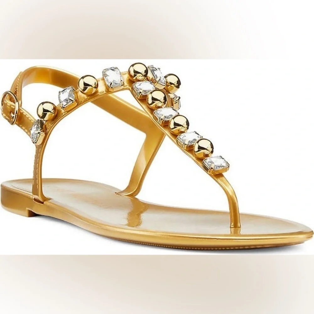 Stuart Weitzman Goldie Crystal Jelly Sandal Size 4